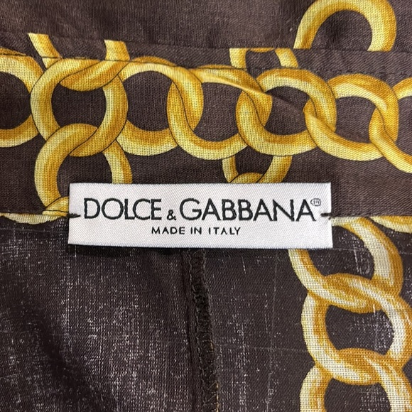Dolce & Gabbana Chain Link Brown Semi Sheer Blouse - Picture 6 of 11